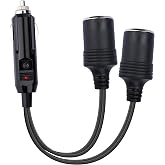 12V Double Cigarette Lighter Adapter, 18AWG Car Cigarette Lighters Splitter | 1 to 2 Cigarette Lighters Splitter 2 Socket, Dual Cigarettes Lighter Extension Cord with 15A Fuse, Car Charger Splitter