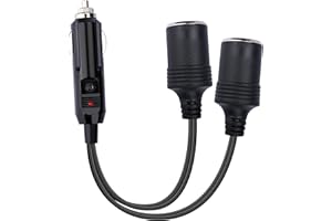 ECOCSTM 12V Double Cigarette Lighter Adapter, 1 to 2 Car Cigarette Lighters Splitter 2 Socket, 18AWG Dual Cigarettes Lighter Extension Cord with 10A Fuse, Car Charger Splitter
