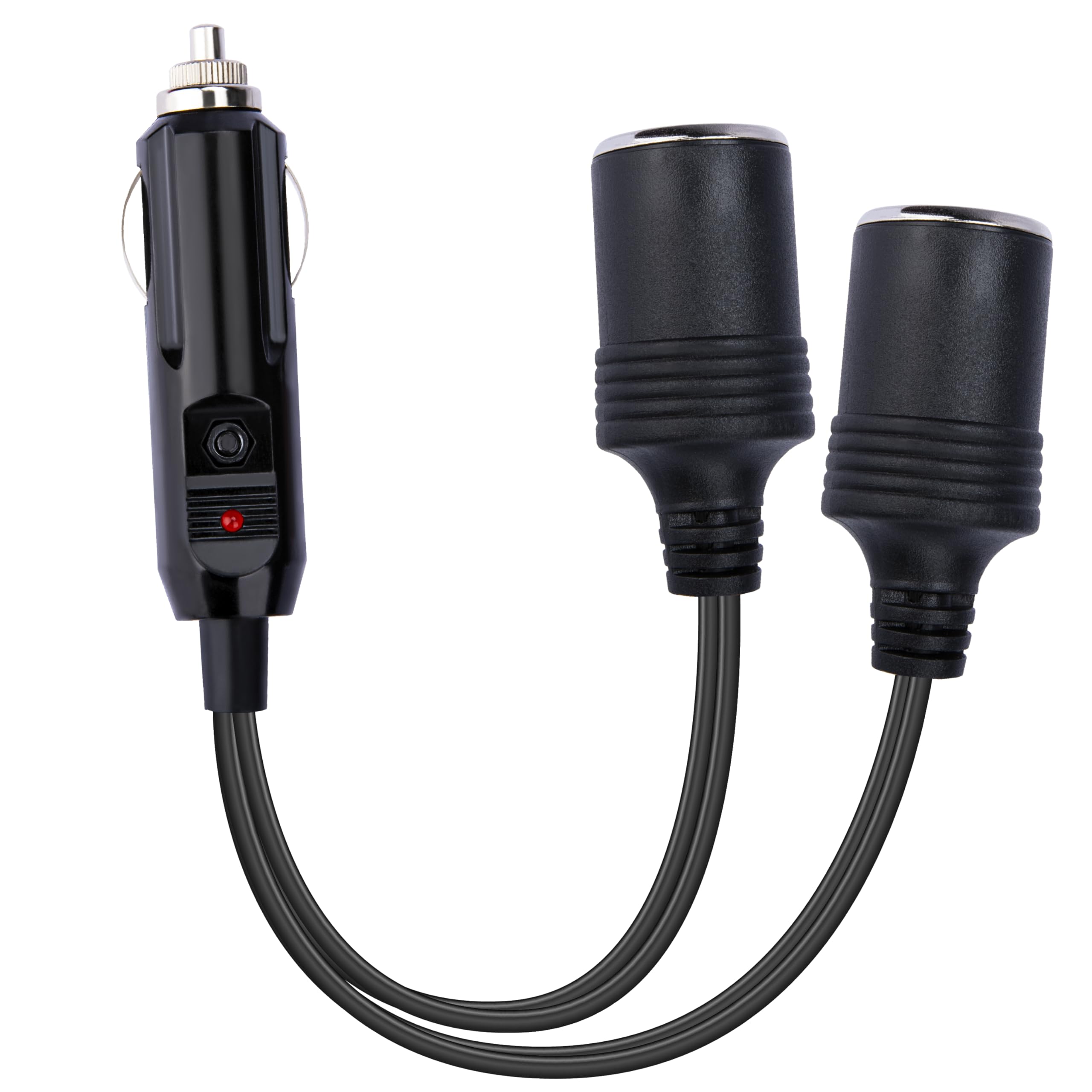 Photo 1 of 12V Double Cigarette Lighter Adapter, 1 to 2 Car Cigarette Lighters Splitter 2 Socket, 18AWG Dual Cigarettes Lighter Extension Cord with 15A Fuse, Car Charger Splitter