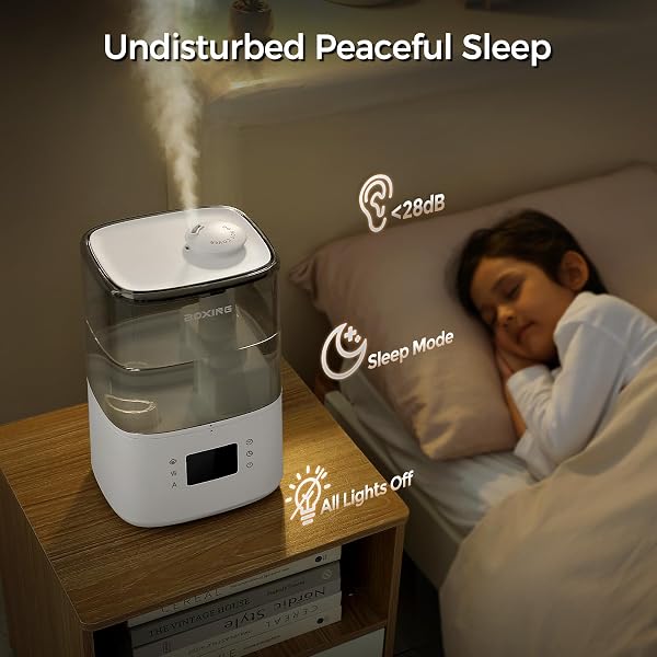BOXING WARM AND COOL MIST HUMIDIFIERS FOR BEDROOM LARGE ROOM HOME,AIR HUMIDIFIER WITH REMOTE,TOP FILL ULTRASONIC DIFFUSER HUMIDIFIER WITH HUMIDISTAT,QUIET SLEEP,TIMER,AUTO SHUTOFF,BPA-FREE,FILTER,4.5L