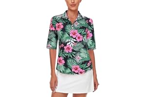 MISYULA STYLE Misyula Womens Golf Shirt Quick Dry Half Sleeve Quarter Zip Polo Workout Tops Tennis Shirts M-3XL