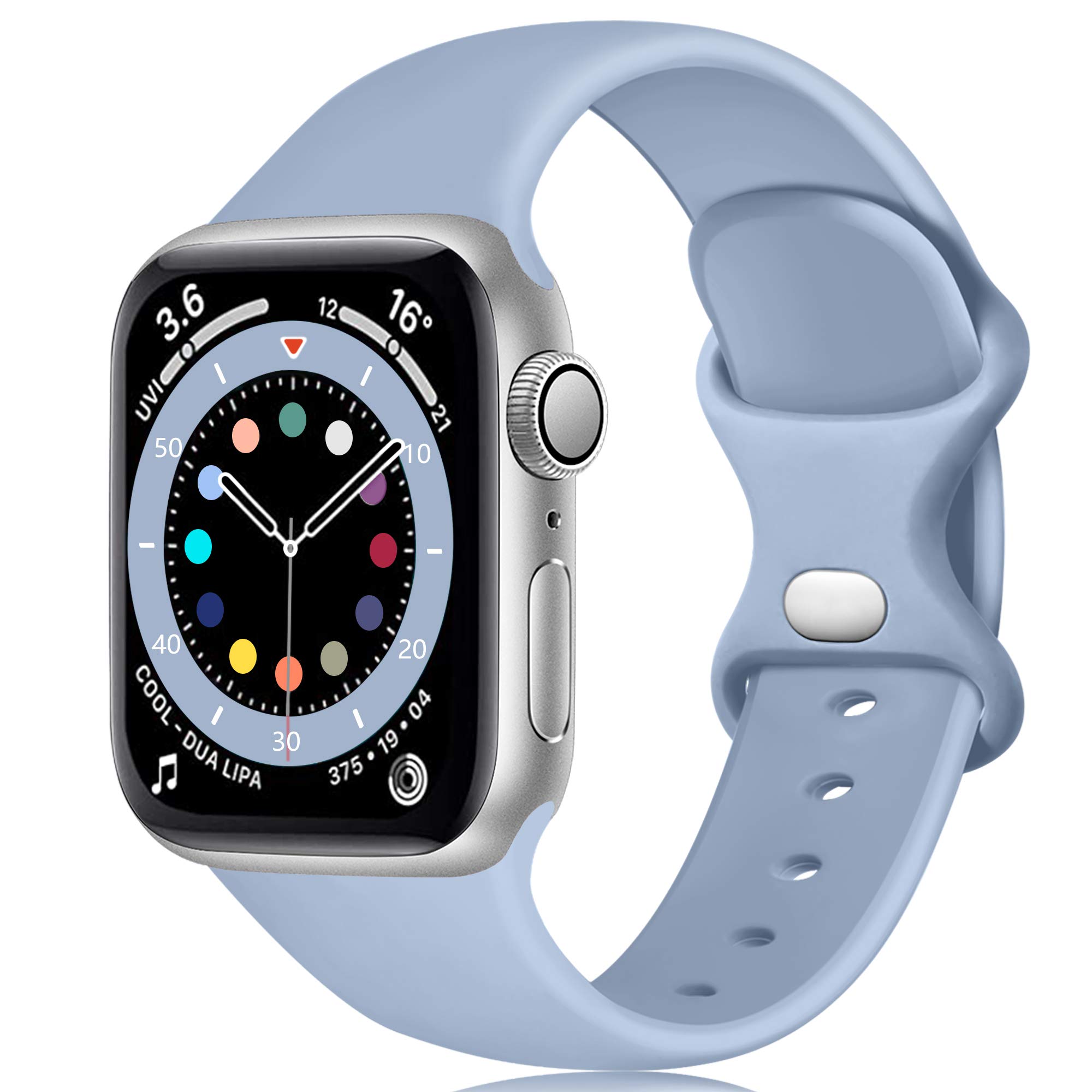 Epova Silicone Strap Compatible with Apple Watch Strap 40mm 38mm 41mm 42mm, Replacement Straps for iWatch SE 3 Series 11 10 9 8 7 6 5 4 3 2 1, Lilac, Small