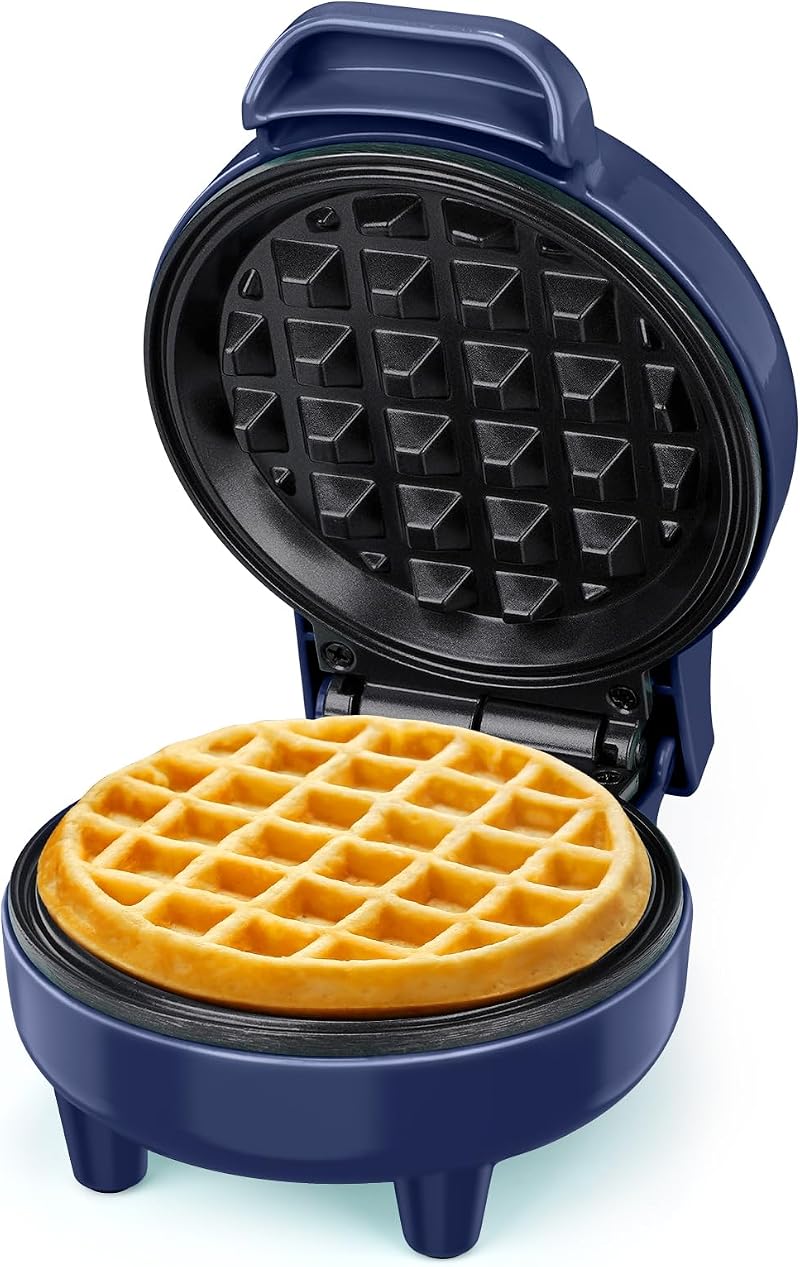 SNAILAR Mini Waffle Maker 550W Blue Non Stick Cool Touch Compact
