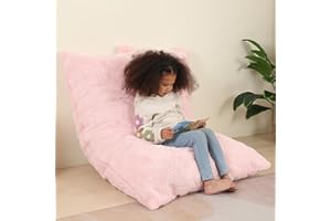 MOMCAYWEX 3-in-1 Kids Bean Bag Chair, Gaint Pillow Mattress for Kids, 35" x 50" x 10", Pink