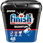 Finish Quantum Dishwasher Pods, No Pre-Rinse Dishwasher Detergent Soap Removes 24HR Dried-On Stain and Grease, Leaving a Virtually Spotless Shine, 48 Count