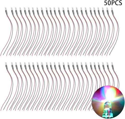 50 piezas de cuentas de luz LED diodo LED cableado, diodos emisores de ...
