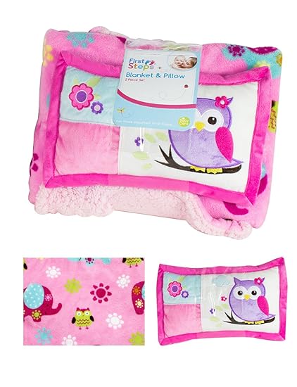 First Steps Soft Sherpa Blanket Pillow Soft Toddler Crib Basket