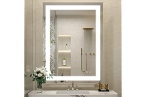 FTOTI 24 x 32 Inch LED Mirror,Lighted Bathroom Mirror with Lights,Frameless Wall Mounted Vanity Mirror,Dimmable,Anti-Fog Memory Function(Horizontal&Vertical)