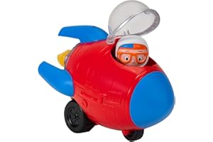 Blippi Rocket Ship - Mini Vehicle with Freewheeling Features Including 2” Classic Character Toy Figure - Imaginative Play for Toddlers, Young Children, Preschoolers