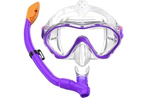 ADICOP Kids Snorkel Set for Boys Girls Youth Junior Age from 5-13 Years Old Upgraded Dry Top Snorkel Mask Snorkeling Gear with Carrying Bag for Pool Swimming Diving Water Park Beach Vacation