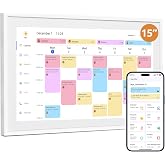 Digital Calendar 15" Touchscreen, Electronic Family Chore Planner Wall Desk | Wireless Sync, No Subscription, Interactive FHD, Schedule Reminder, Picture Frame