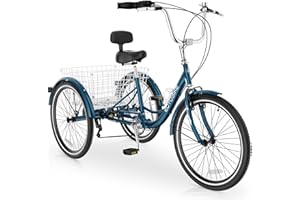 MOPHOTO Adult Tricycles Three Wheels Cruiser Bike 7 Speed, Adult Trikes 20/24/26 inch Wheels Low Step-Through, Three-Wheeled Bicycles for Women, Men, Seniors