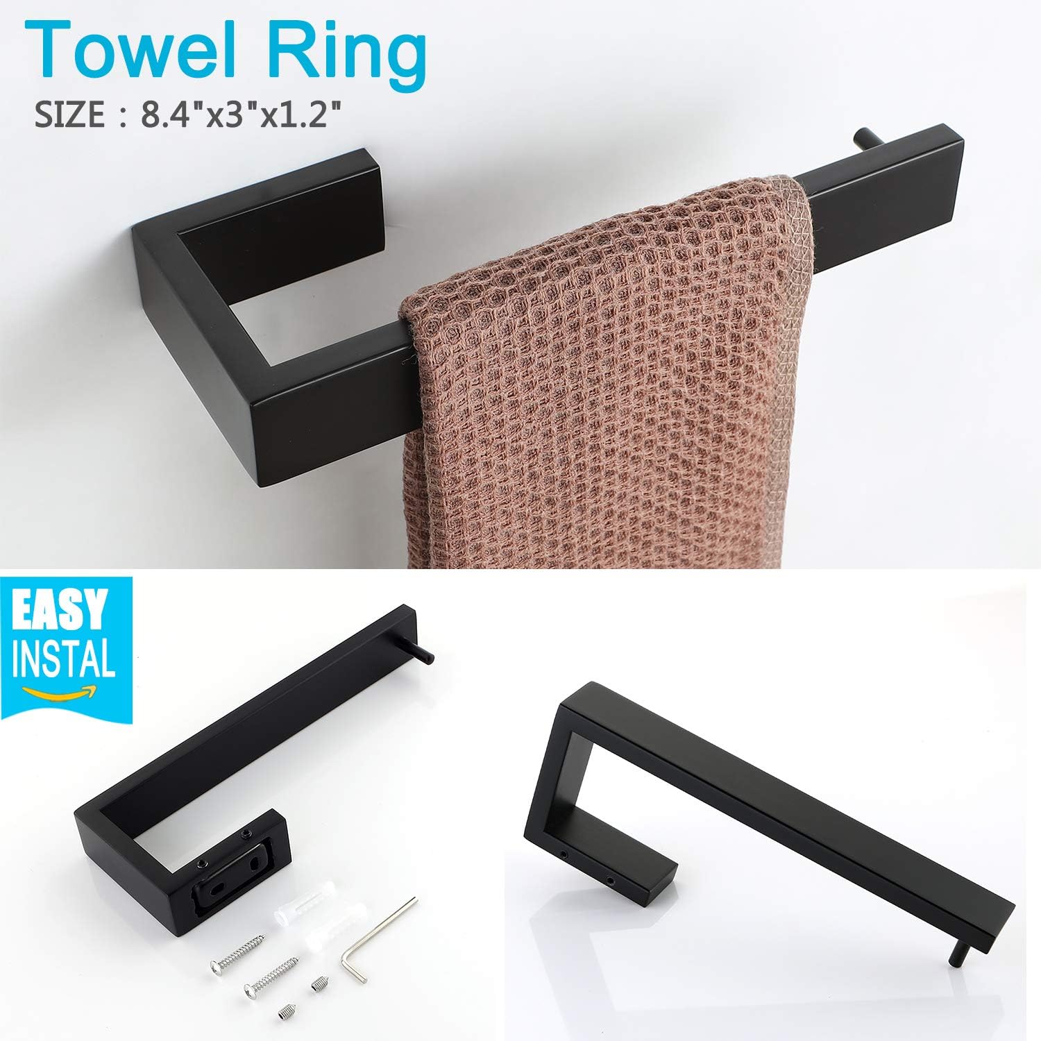 RUGUS Modern Bathroom Accessories- 4-Piece Bathroom Hardware Set Bath Hardware Towel Bar Accessory Set - - 
