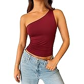 ForeFair One Shoulder Top for Women Going Out Summer Crop Tank Top Ruched