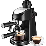 AICOOK Máquina de Café , Cafetera Espresso, Capuchino y máquina de espresso, Evaporador de leche, 4 tazas de café, Presión de 3,5 bares, 800W, Negro