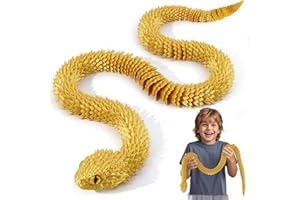 Nemoro 3D Printed Articulated Snake – 29.5'' Crystal-Like Movable Snake– Realistic Slithering Design, Collectible Articulated Model (Golden)