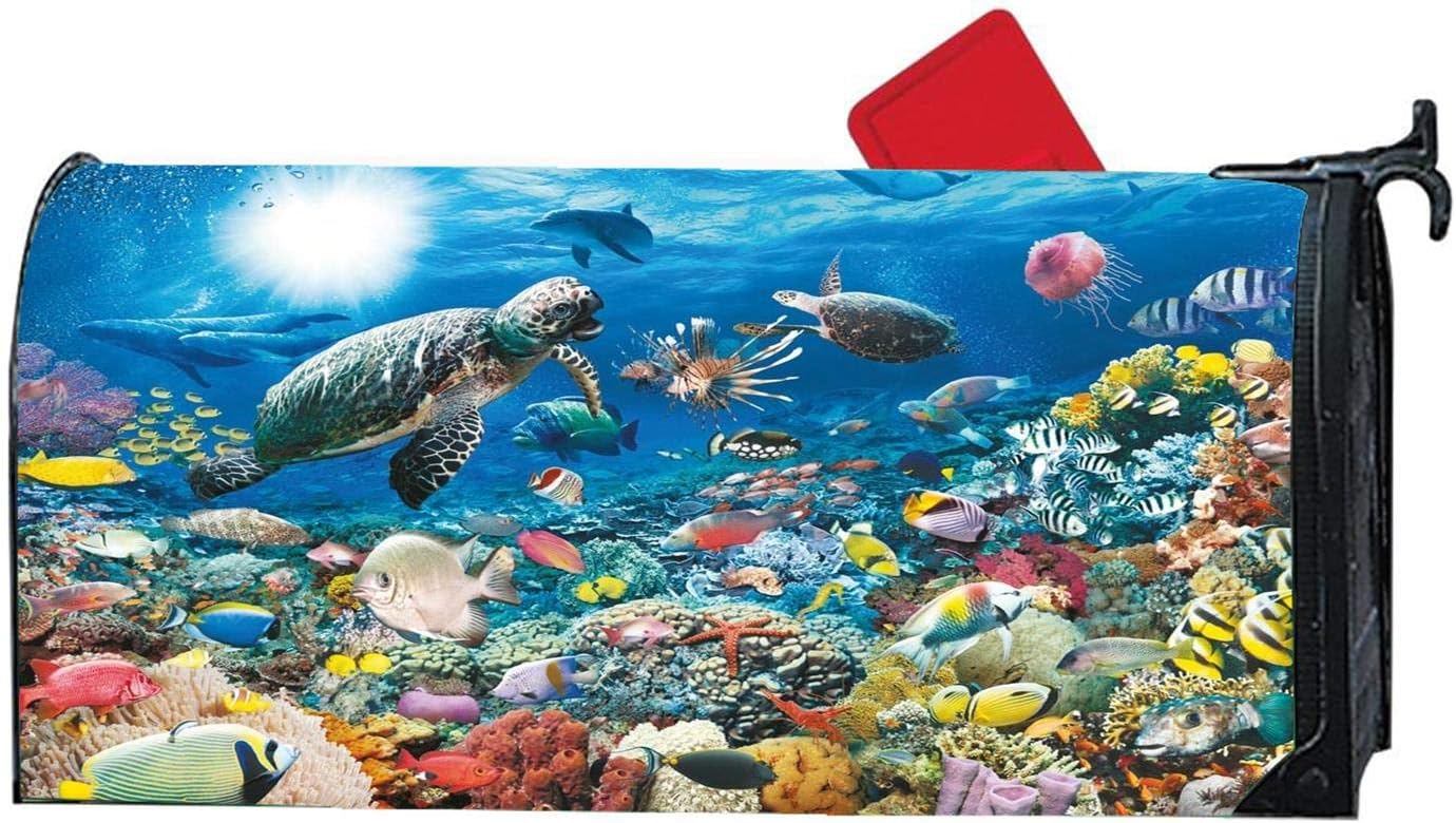Amazon Com Sea Life Reef Ocean Coral Turtles Decorative Magnetic Mailbox Cover Vinyl Mailbox Wraps Holiday Standard 6 5 X 19 Inches Garden Outdoor