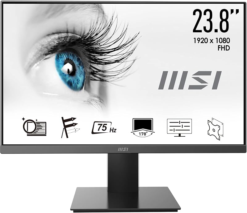 MSI PRO MP241X 23.8" FHD 1080p 75Hz VA Monitor 4ms HDMI VGA Anti-Glare Eye Care