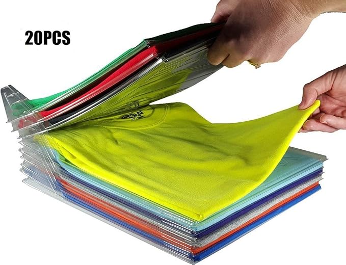 nifogo Organizador de Armario el hogar Estantería Plegable Estante de Almacenamiento Organizador Plegable Apilamiento Camisas Camiseta Folder,20 Unidades (Blanco)