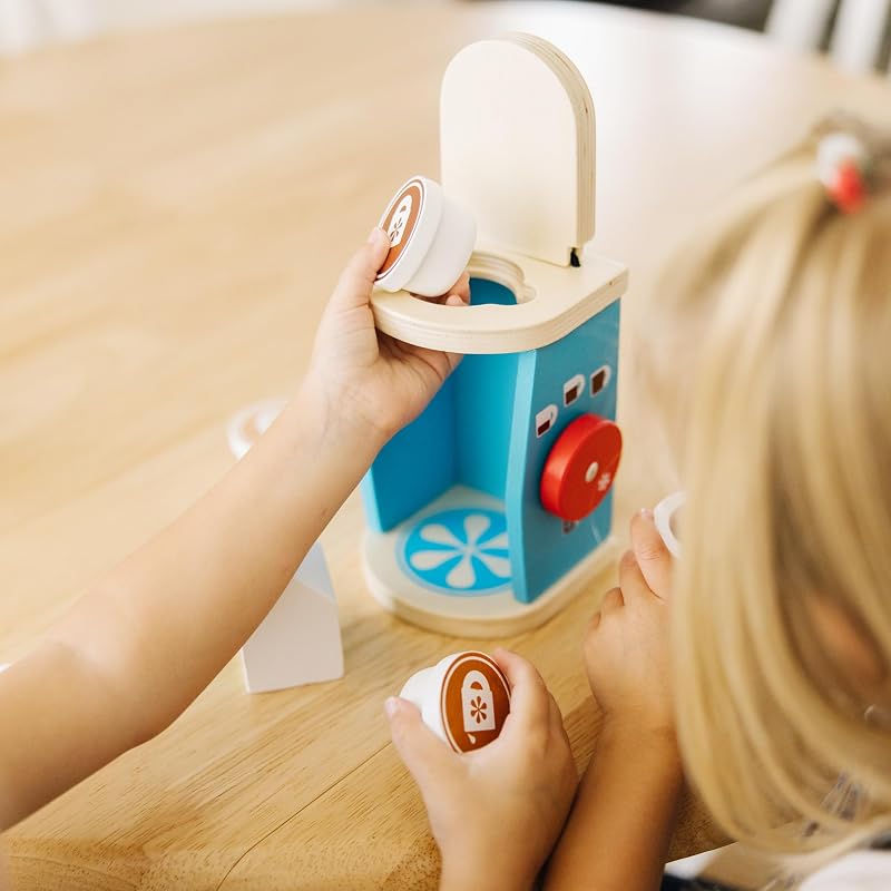 Jogo de Madeira para Preparar e Servir Café, Brinquedos de Imitação, Brinquedos de Madeira para Crianças, 3+, Presente para Rapaz ou Menina
