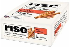 Rise Whey Protein Bars - Honey Cinnamon | Breakfast Bar & Protein Snack 18g Protein 4g Fiber Just 5 Whole Food Ingredients Gl