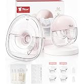 NCVI Wearable Breast Pump for Moms, <42dB for Office, Home, Travel (Pink) | Hands Free, 4 Modes 9 Levels, 180min Battery Life,19-24mm Flanges, 300mmHg Suction,Self-Standing, Leakproof &amp; Discreet