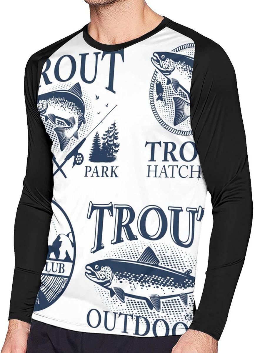 Trout Fishing Long Sleeve TShirt Causl Shirts Contrast Color Print