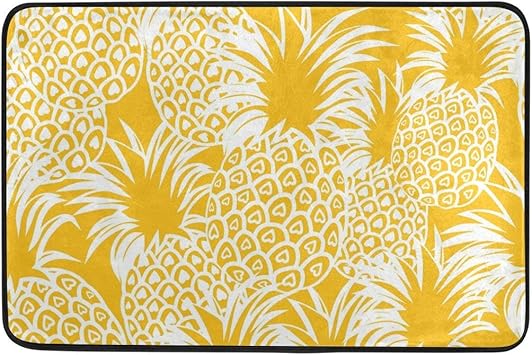 Felpudo Piñas Amarillas Ligero Antideslizante Alfombras de Entrada al