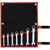 TONE Ratcheting Box End Wrench Set Flex Head, Metric, 7-Piece, RMF700 | Mirror Matte Finish, Overall Length 270 mm
