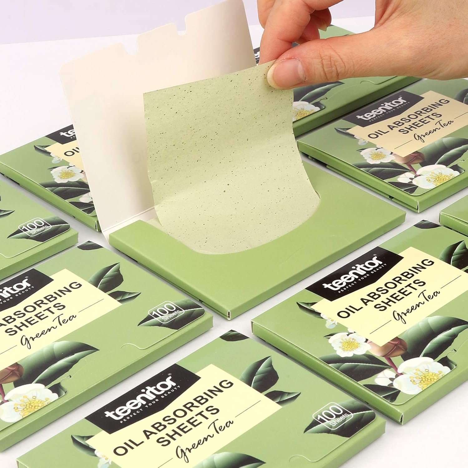 800 Counts Natural Green Tea Oil Control Film, Teenitor Oil Absorbing Sheets for Oily Skin Care, Blotting Paper to Remove Excess & Shine: Office Products