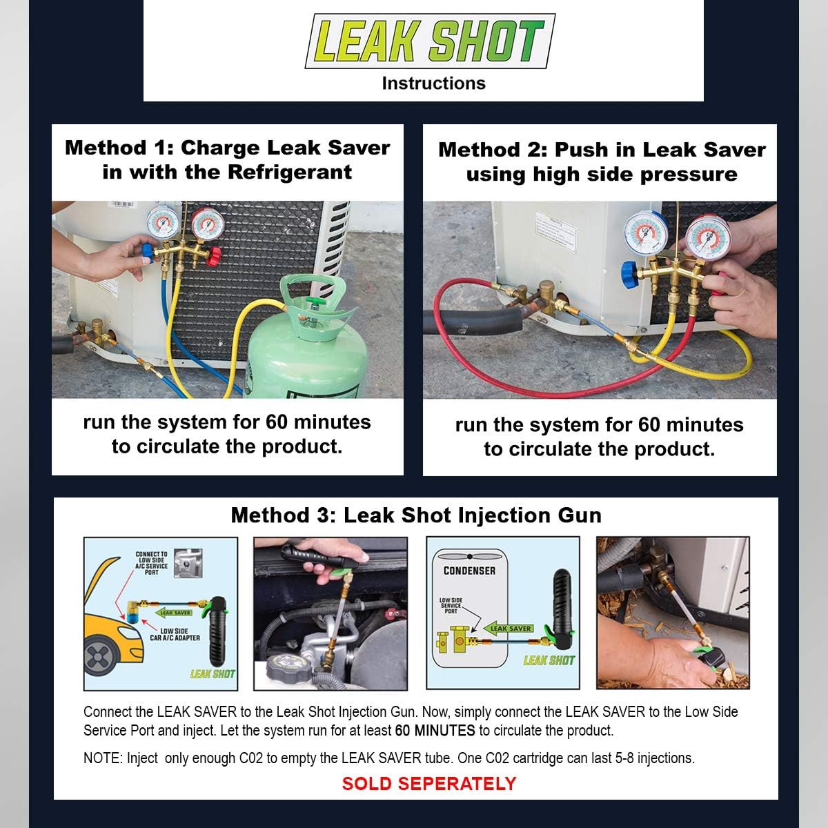 Leak Saver: Direct Inject - Refrigerant Leak Sealer - For Systems Up to 5 Tons - Compatible With Most Air Conditioner and Refrigeration Systems - Proudly Made in the USA: Automotive