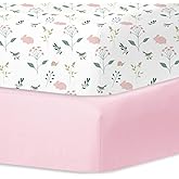 Little Grape Land Crib Sheets for Girls and Boys, 2pk Baby Crib Fitted Sheet for Standard Size Crib and Toddler Mattress, Super Soft Baby Sheet (Little Bunny)