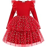 Arshiner Toddler Dress Baby Girls Tutu Tiered Formal Party Sequin Tulle Dresses Fall Winter Clothes for 1-6 Years