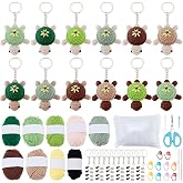 WEBEEDY 12 Sets DIY Turtle Crochet Keychain Kit for Adults Beginners, Animal Crochet Starter Kit with Video Tutorials, Yarn, Eye, Hook, DIY Knitting Supplies Christmas Handmade Craft Decor Gift