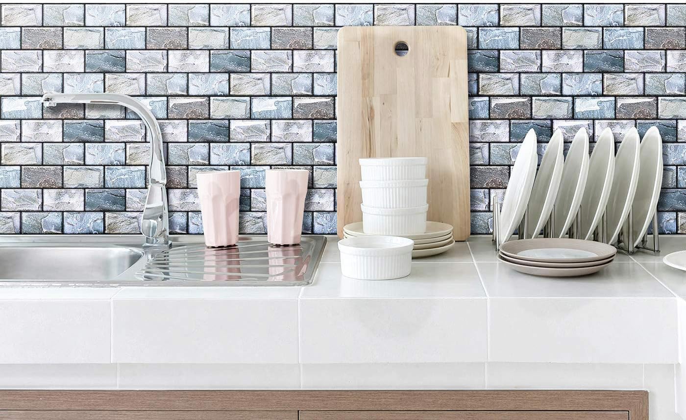 HyFanStr Thickened Self Adhesive Wall Tiles Kitchen Backsplash, Waterproof Stick, 3D Peel and Stick Bathroom Subway Tiles (10 - Image 3