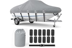 Heavy Duty 1200D Waterproof Boat Cover for 22-24ft Boats – Fits V-Hull, Tri-Hull, Bass Boat, Runabout & Fishing Boat, Anti-UV