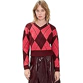 LE BOP Women's Rae Arglye V Neck Sweater