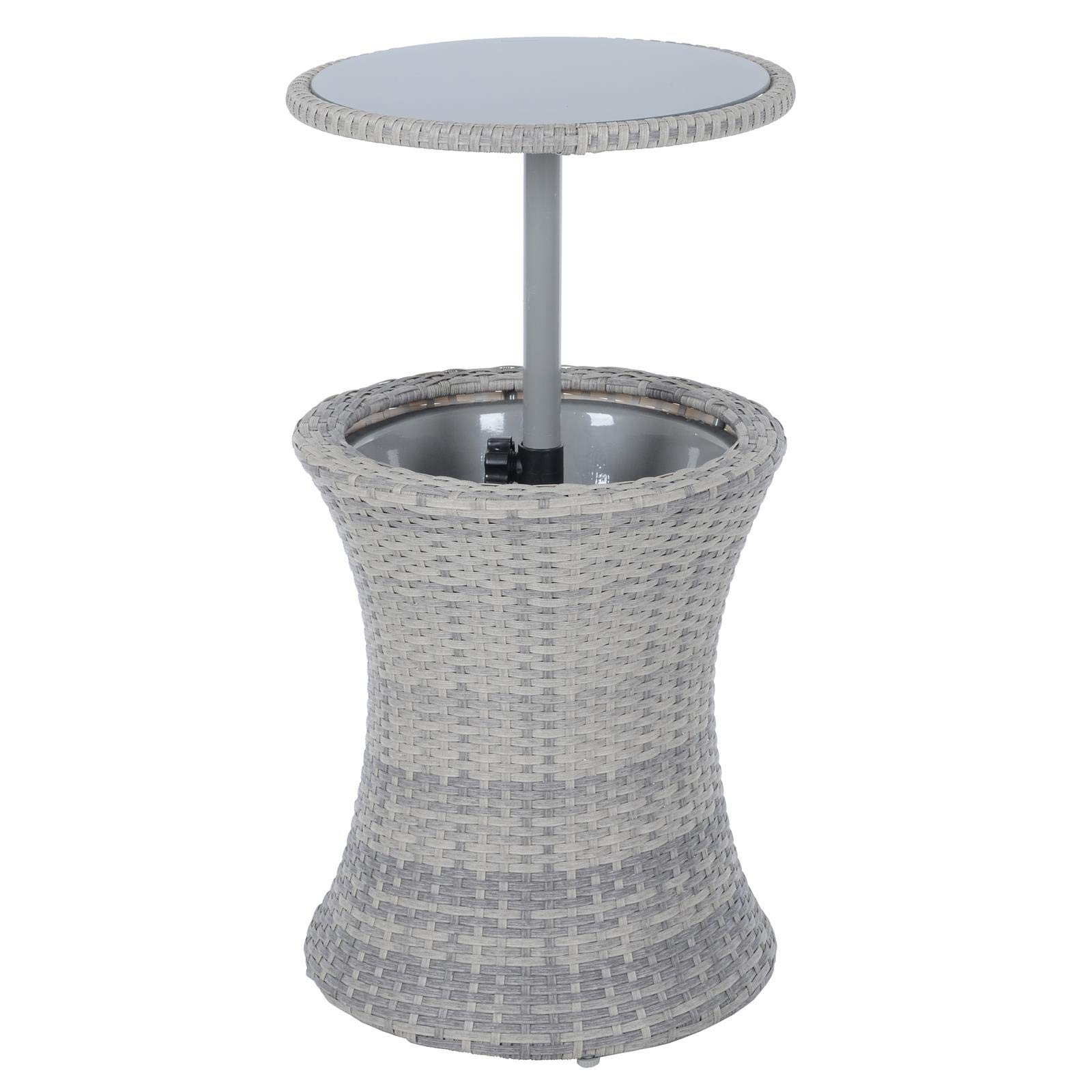 Hodge and Hodge Azuma Ibiza Drinks Cooler Table With Glass Top Rattan Weave Garden Furniture Black, one size