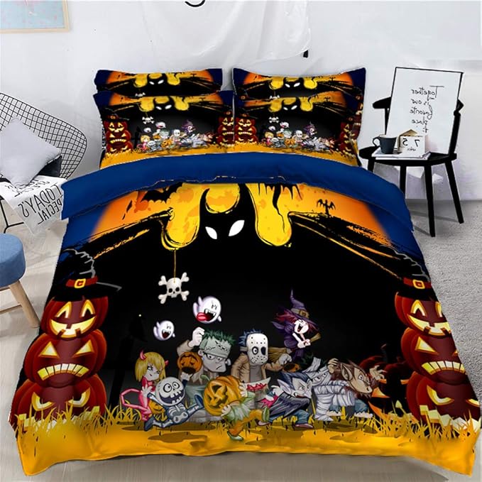 Juego de Funda de edredón con diseño de Calavera de Dibujos Animados, 3
