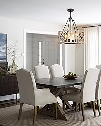 SANTOSTOCK D19'' Farmhouse Chandelier, 4-Light