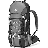 NEHOR 60L Hiking Backpack, Water Resistant Camping Backpack with Rain Cover, Large Lightweight Hiking Bag Outdoor Travel Daypack for Men Women, Black