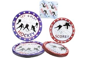 PIXHOTUL Hockey Party Decorations - Ice Hockey-Theme Party Supplies Including 9” Dinner Plates 7” Dessert Plates, Napkins for