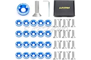 SLKFHWO 6063-T6 Hard Aluminum Alloy Fender Washer 20 Pieces CNC Precision Machining Bumper Engine Compartment JDM Car Accessories Engine Dress up kit（Royal Blue）