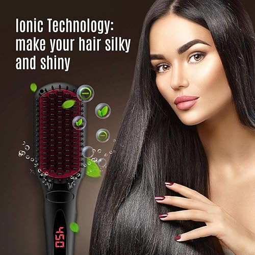 TENKER Ionic Hair Straightener Brush, Anti-scald and Anti-static