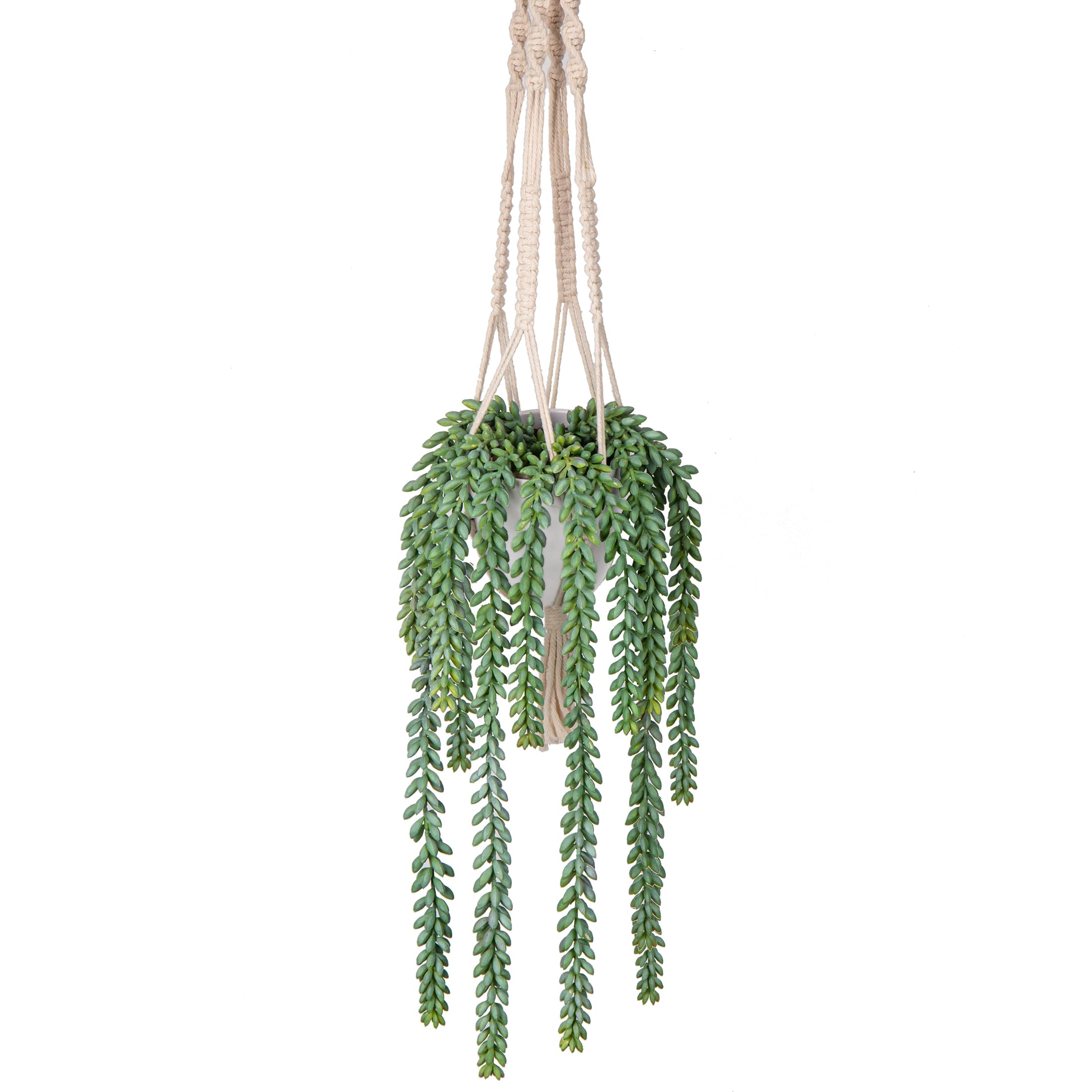 Briful 18" Hanging Plants Artificial Succulent Plants, Fake Plants Hanging Plant with Woven Cotton Rope Decorative Artificial Plants for Home Bathroom Decor