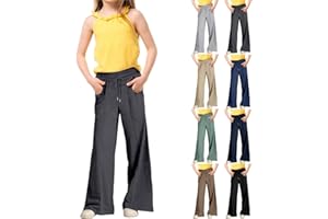 Girl's Wide Leg Sweatpants with Cargo Pockets Baggy Elastic High Waist Pants Kids Casual Athletic 5 to 14Y