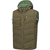 Little Donkey Andy Men's Reversible Fleece Puffy Vest Warm Sleeveless Puffer Jacket with Removable Hood for Golfing Hiking