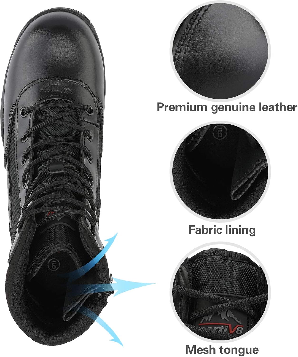 NORTIV 8 Men's Military Tactical Work Boots Side Zipper Leather Motorcycle Combat Bootie: Shoes