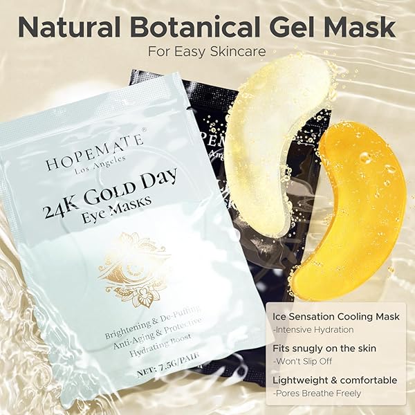 HOPEMATE UNDER EYE PATCHES FOR PUFFY EYES,DARK CIRCLES,WRINKLES & EYE BAGS-DAY & NIGHT EYE MASK GEL SET WITH COLLAGEN & 24K GOLD,IDEAL UNDEREYE SKINCARE GIFT FOR BRIDESMAIDS, WOMEN & BIRTHDAYS