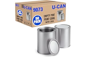 LAUCO Bulk Empty Pint Paint Cans with Lids 16 Oz.- Multi-Purpose Empty Metal Paint Cans with Lids Set for DIY, Storage and Professional Projects- 9073